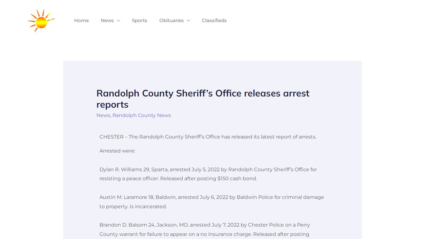 Randolph County Sheriff’s Office releases arrest reports